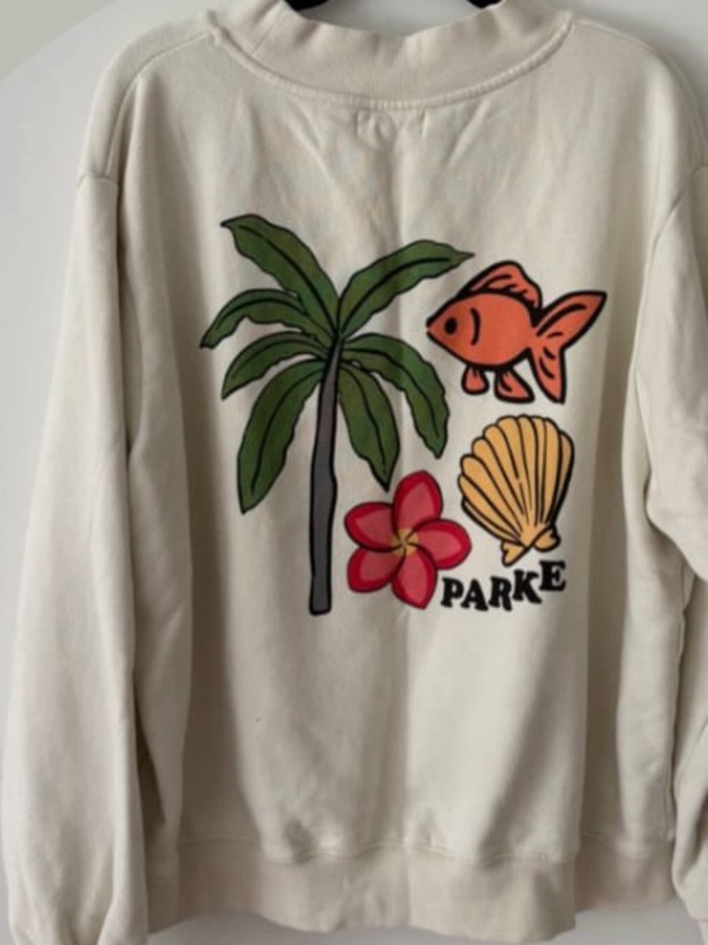 Parke RARE Heritage Summerland Mockneck Cream Fish Shell Tropical Size Large XL - Picture 5 of 11